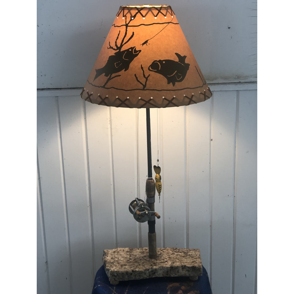 Vintage Fishing Rod and Reel Lamp